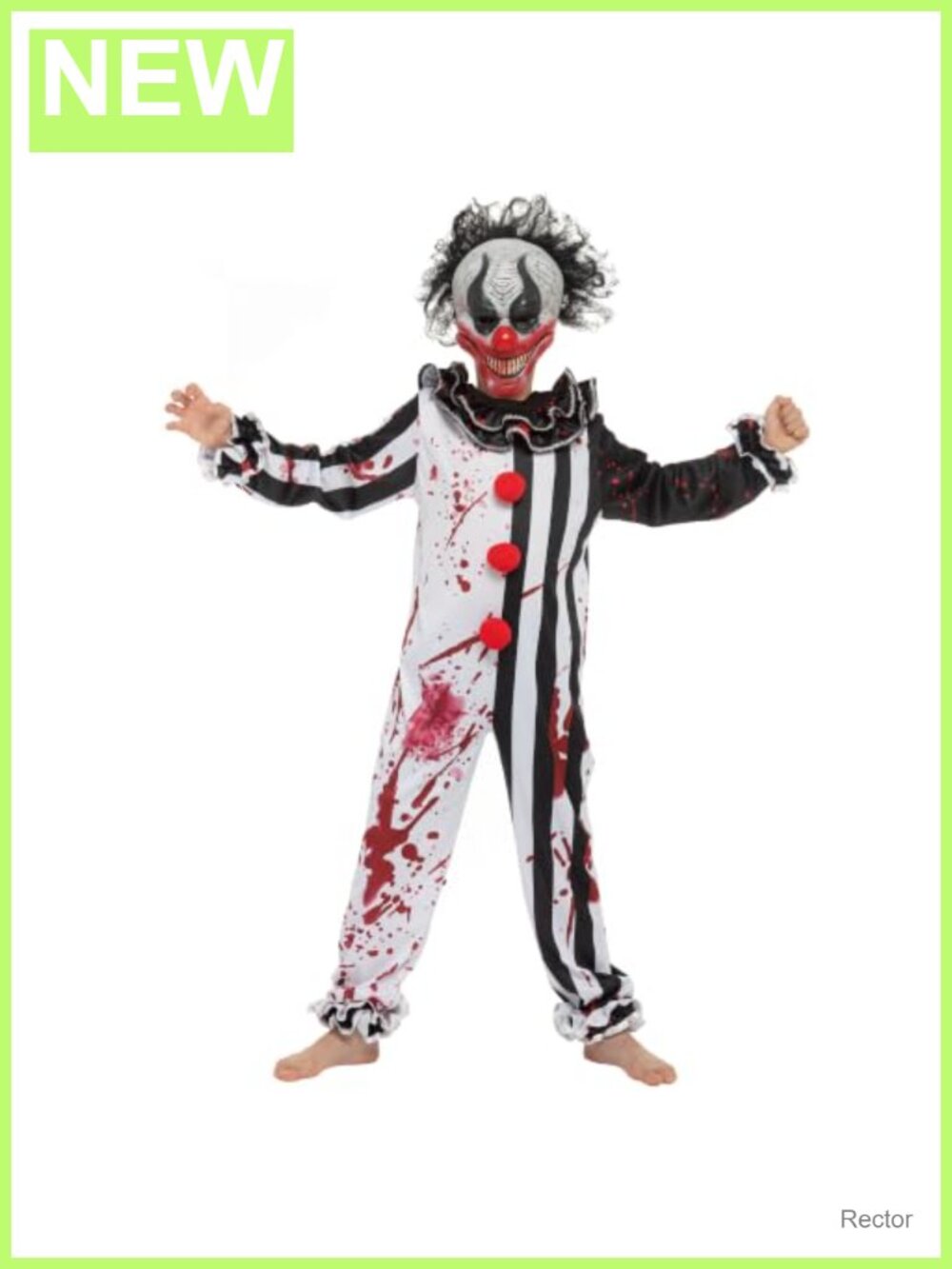 Boys Halloween Bleeding Killer Clown Costume Jumpsuit Mask Toy Knife